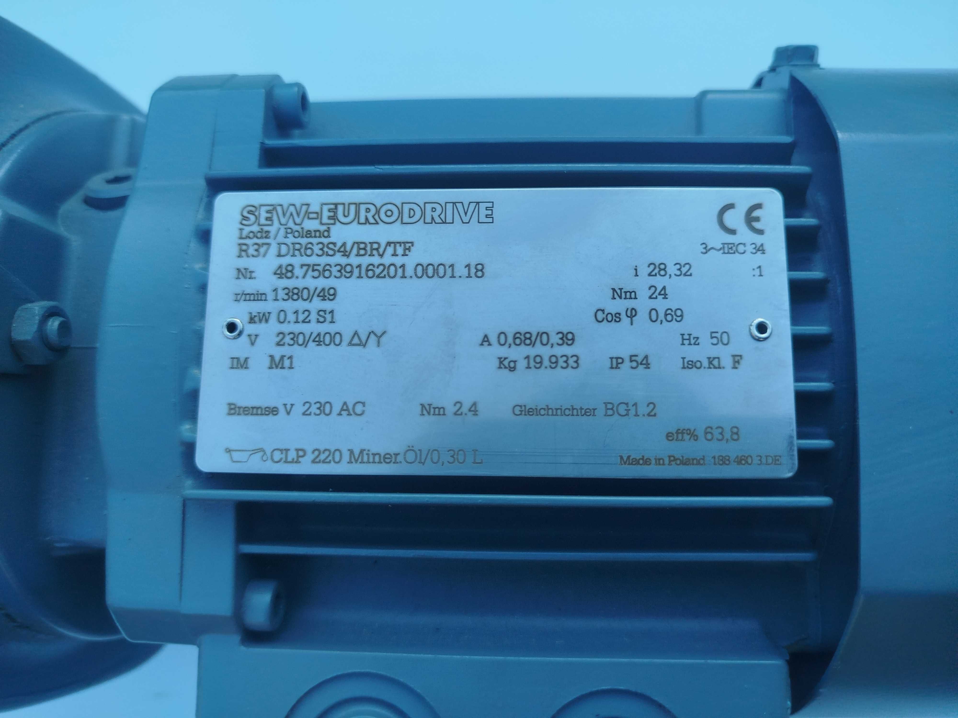 Motoreduktor , silnik SEW- Eurodrive R37/DR63S4/BR/TF
