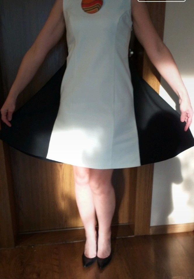 Czarno - Biała sukienka suknia Simple 36 spódnica elegancka letnia