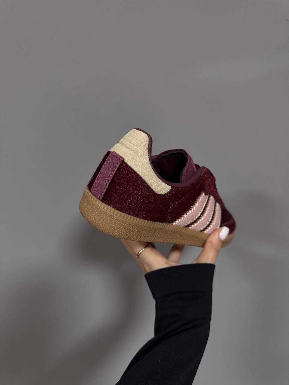 Кеди Adidas Samba Burgundy Pony / кеди Адідас Самба Бургунді текстиль