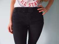 Ciemnoszare spodnie tregginsy 34 XS jeansy dżinsy rurki czarne skinny