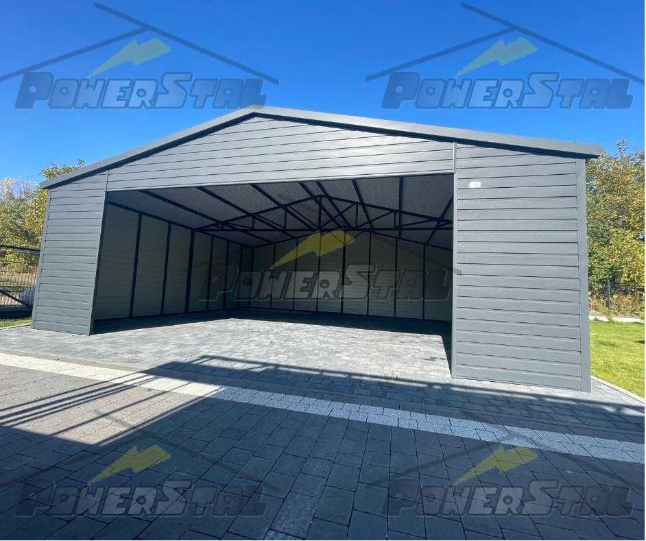 Solidny garaż blaszany z bramą segmentową Profil Zamknięty