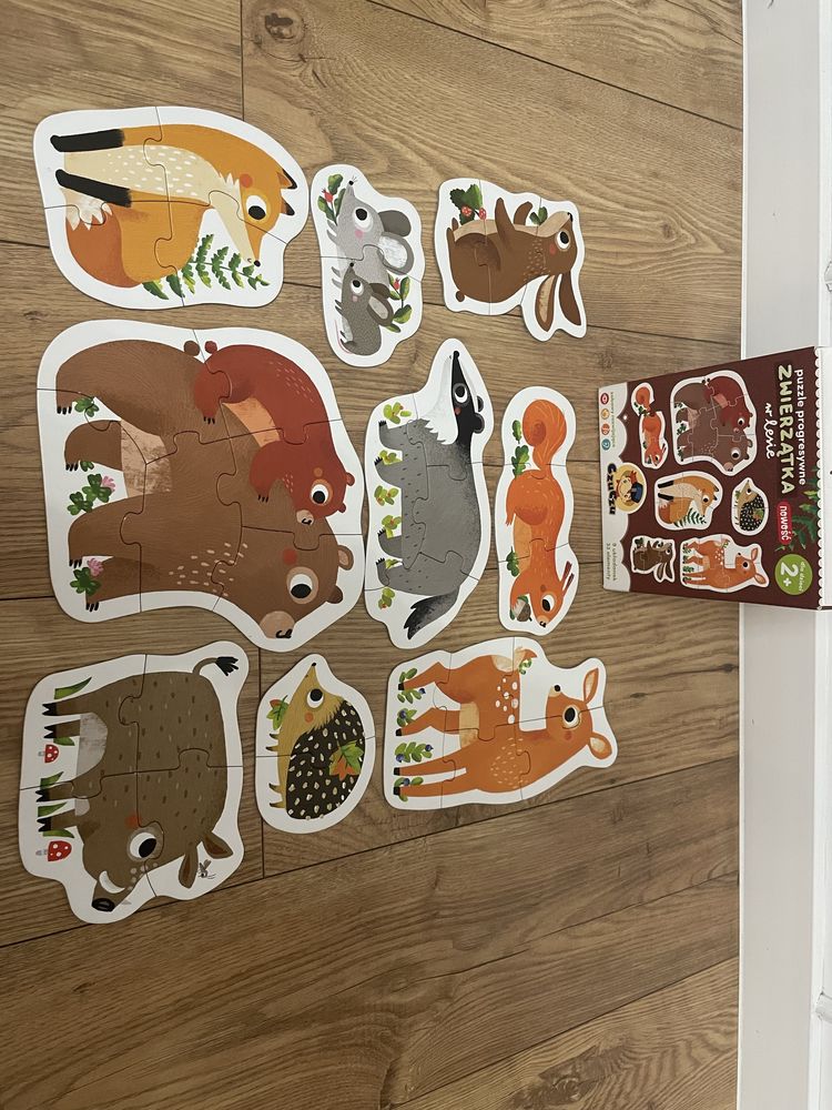 Puzzle progeresywne czuczy - zwierzatka w lesie