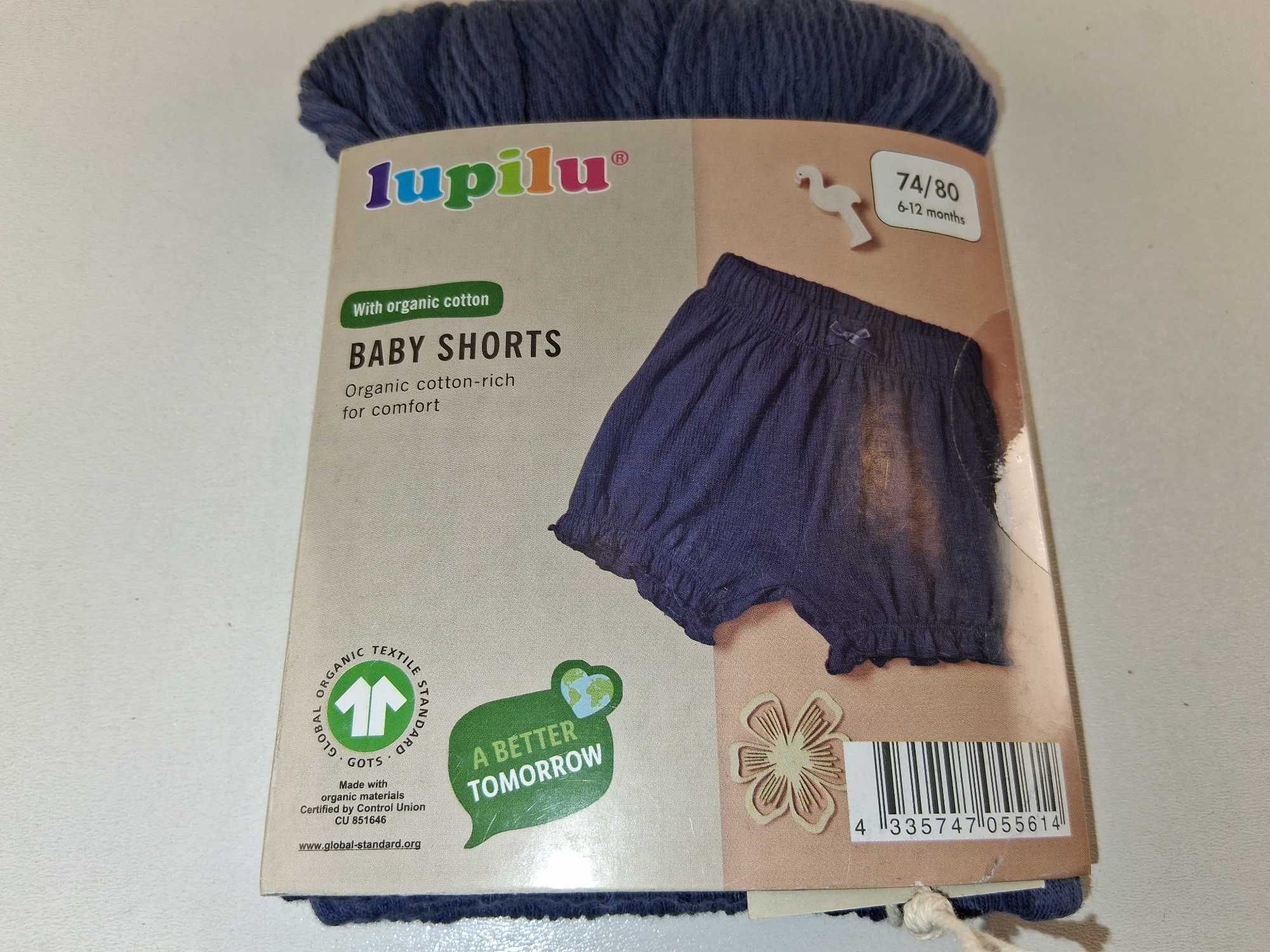 A195 Lupilu Baby Shorts Spodenki Niemowlęce Bawełna Organiczna 74/80