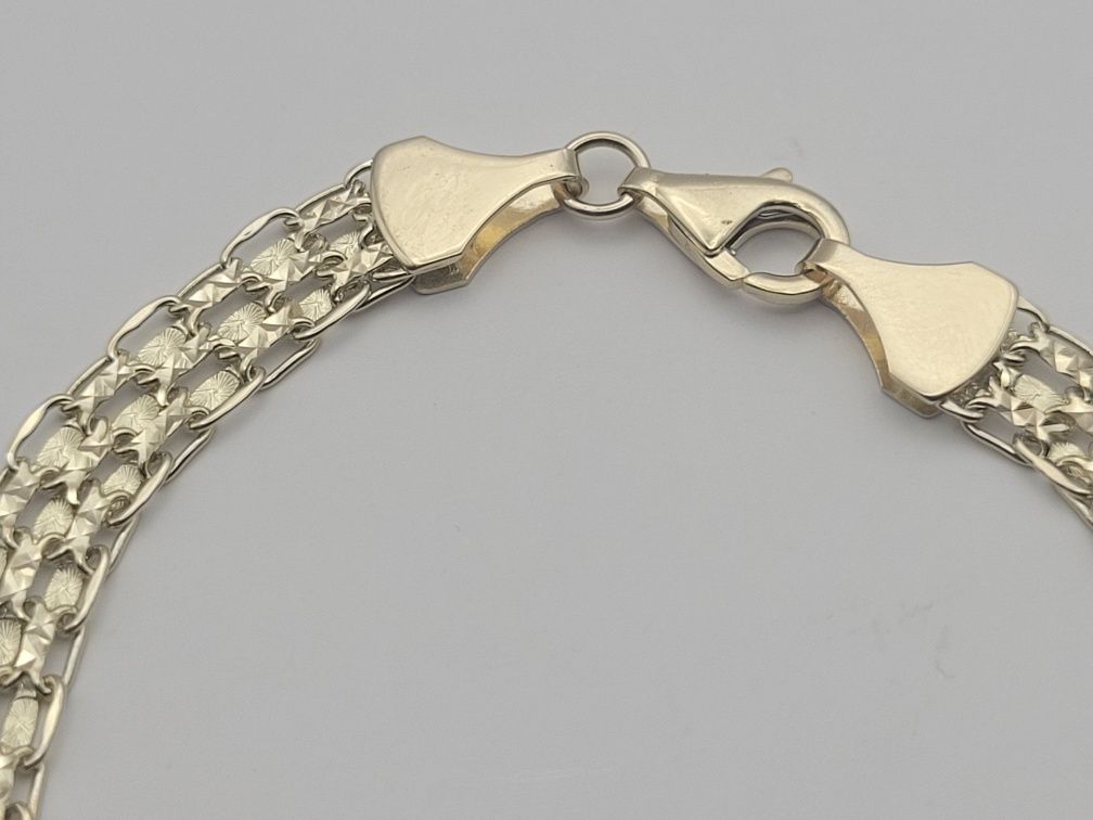 Nowa Złota bransoletka złoto próby 585, splot bismarck 17.5 cm