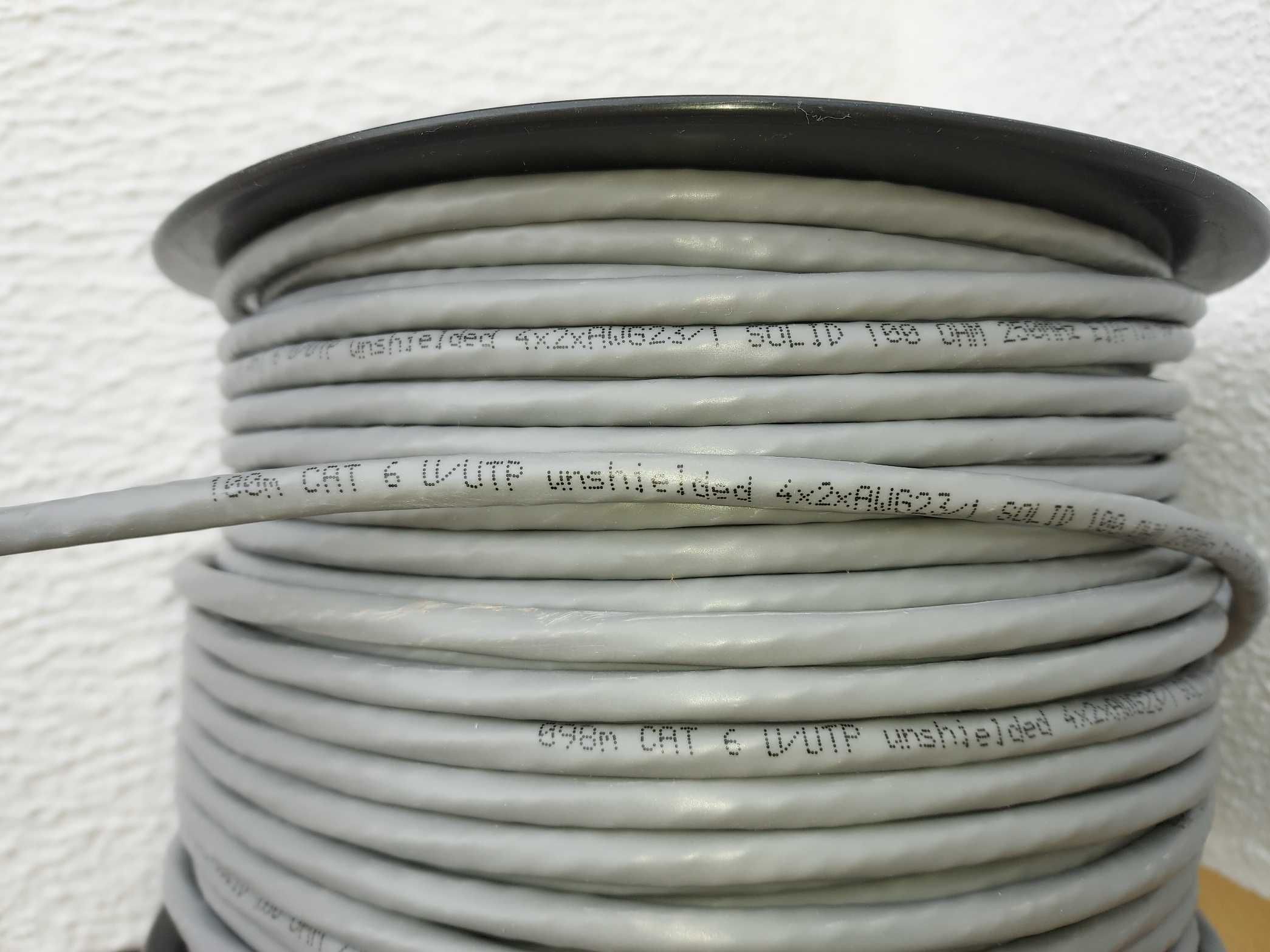 Cabo de rede Ethernet cat. 6 U/UTP CCA AWG23/1 bobine de 100 m cinza