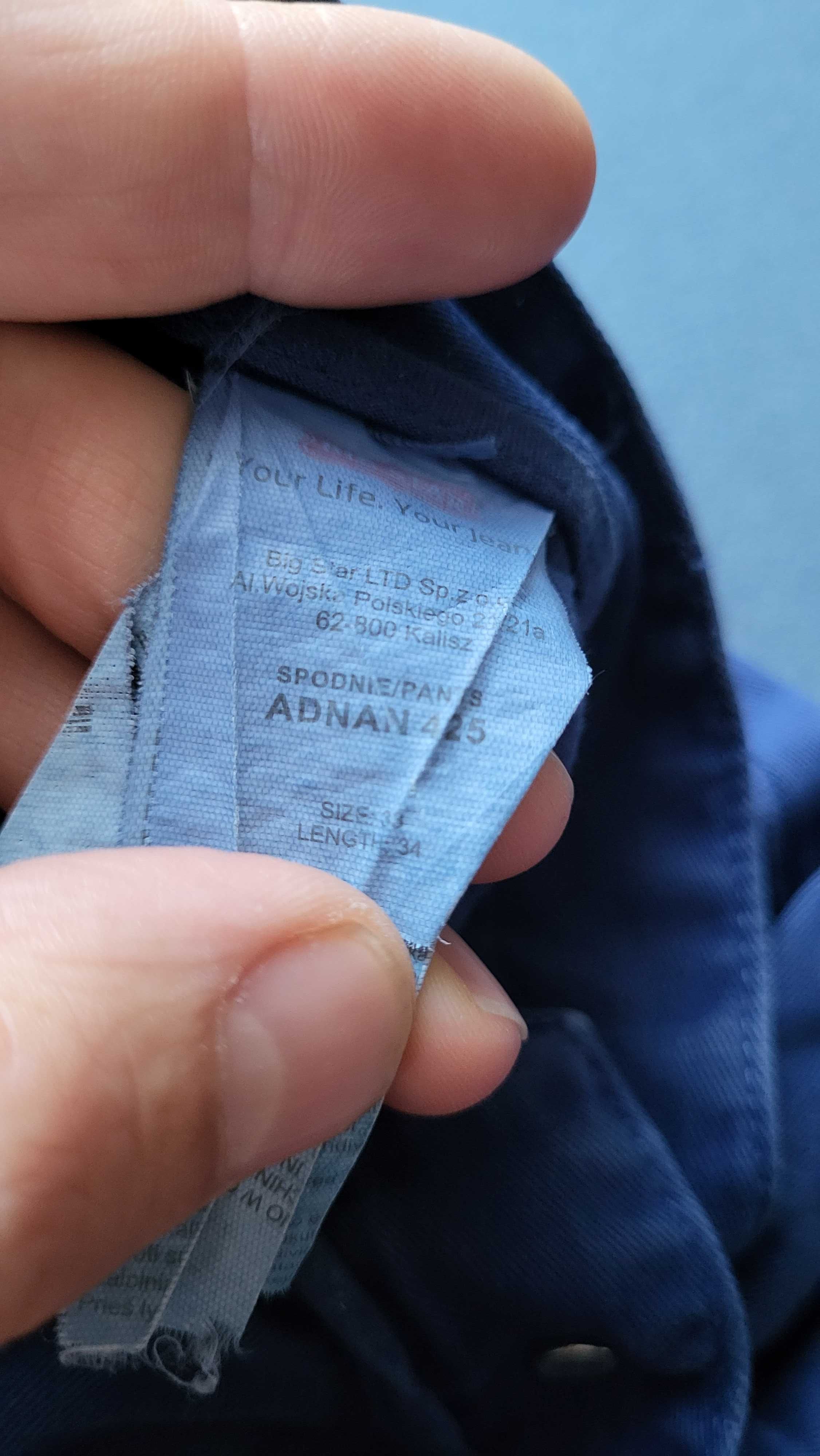 Spodnie męskie chinos niebieskie BigStar W33L34 model Andan 425
