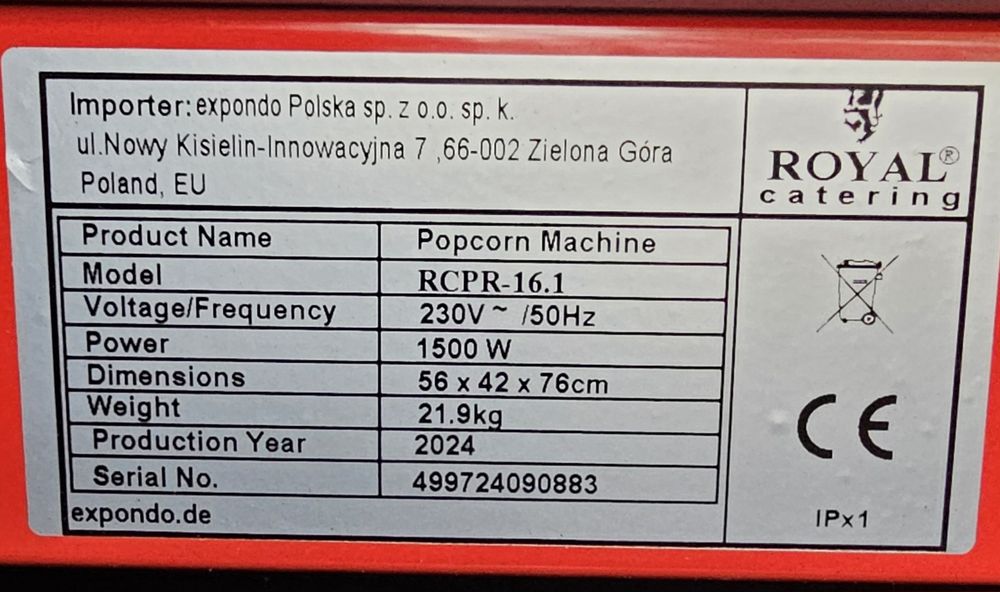 Popcorn maszyna wynajem