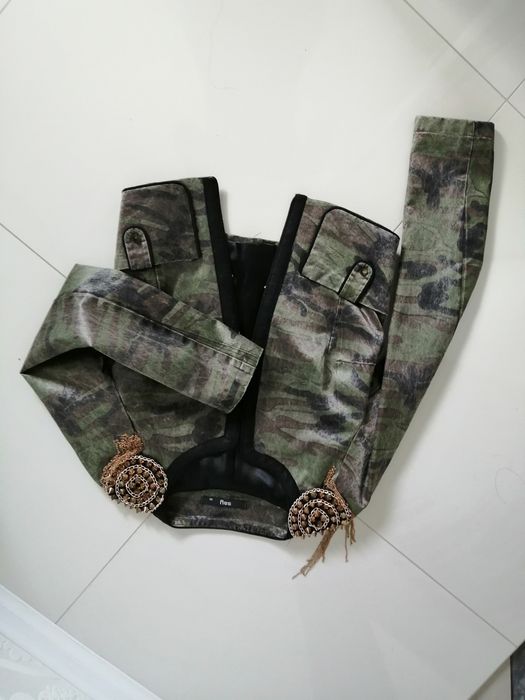 Say żakiet krótki moro khaki połysk XS S *Zara