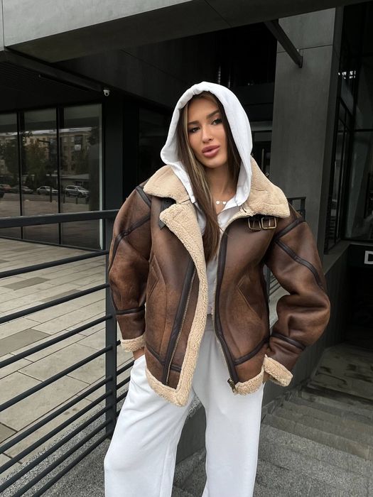 Жіноча дублянка косуха авіатор з еко хутром - тренд цього сезону