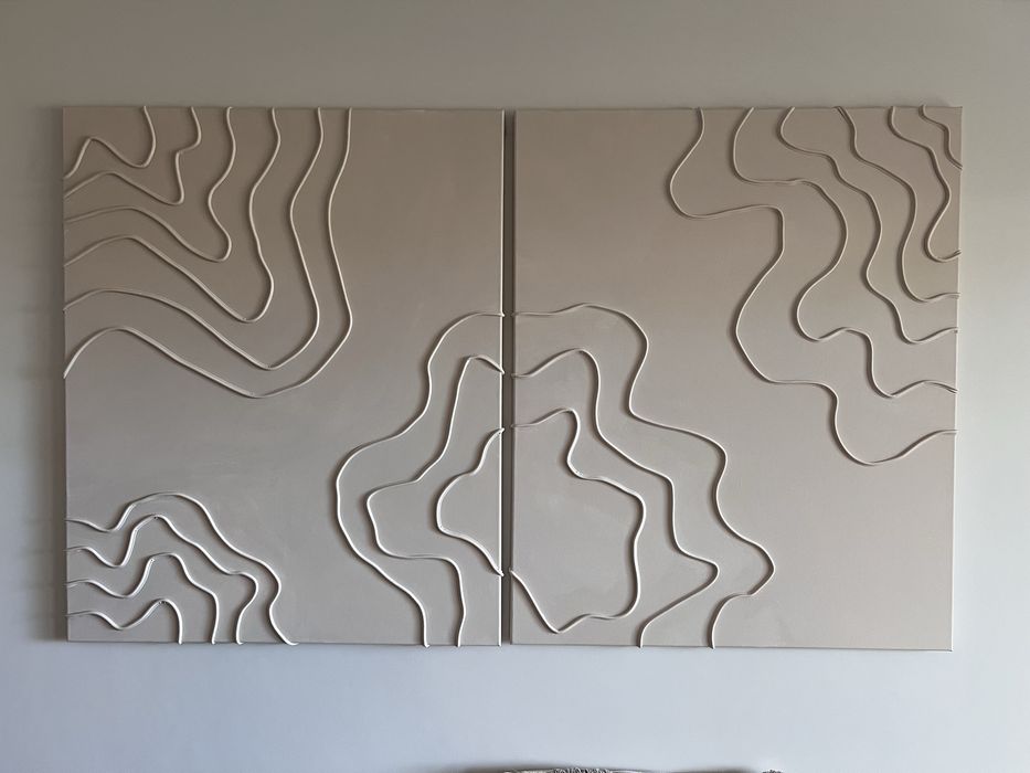 „Flow Beige” – piękny i minimalistyczny obraz japandi, 110×90 cm