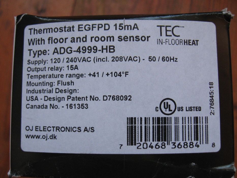 Программируемый термостат TEC ADG-4999-HB УЗО&#43;АВТОМАТ Теплый пол