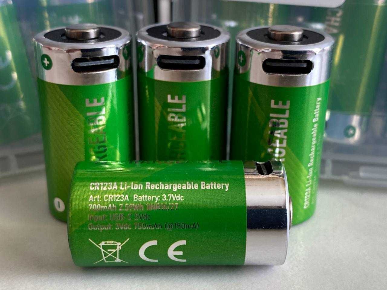 Батарейка CR123A з входом TYPE-C 750 mAh,CR123A,123,16340Акумулятор