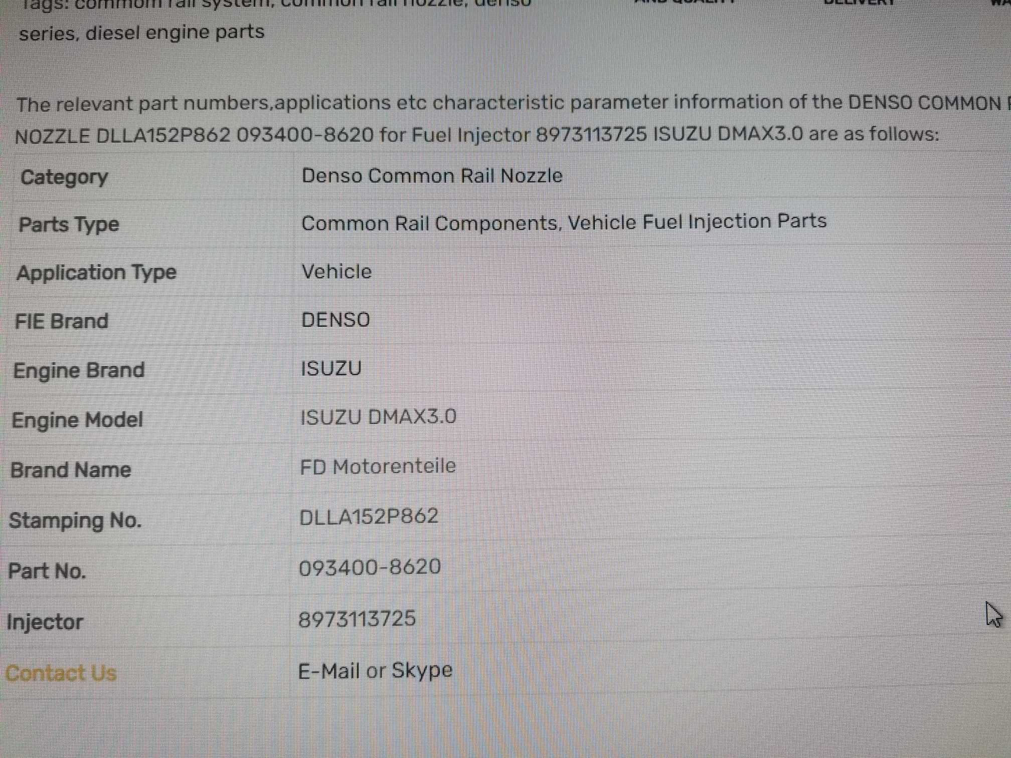 Jogo de 4 Bicos da KDIESEL, novos para porta-injetor da ISUZU DMAX 3.0