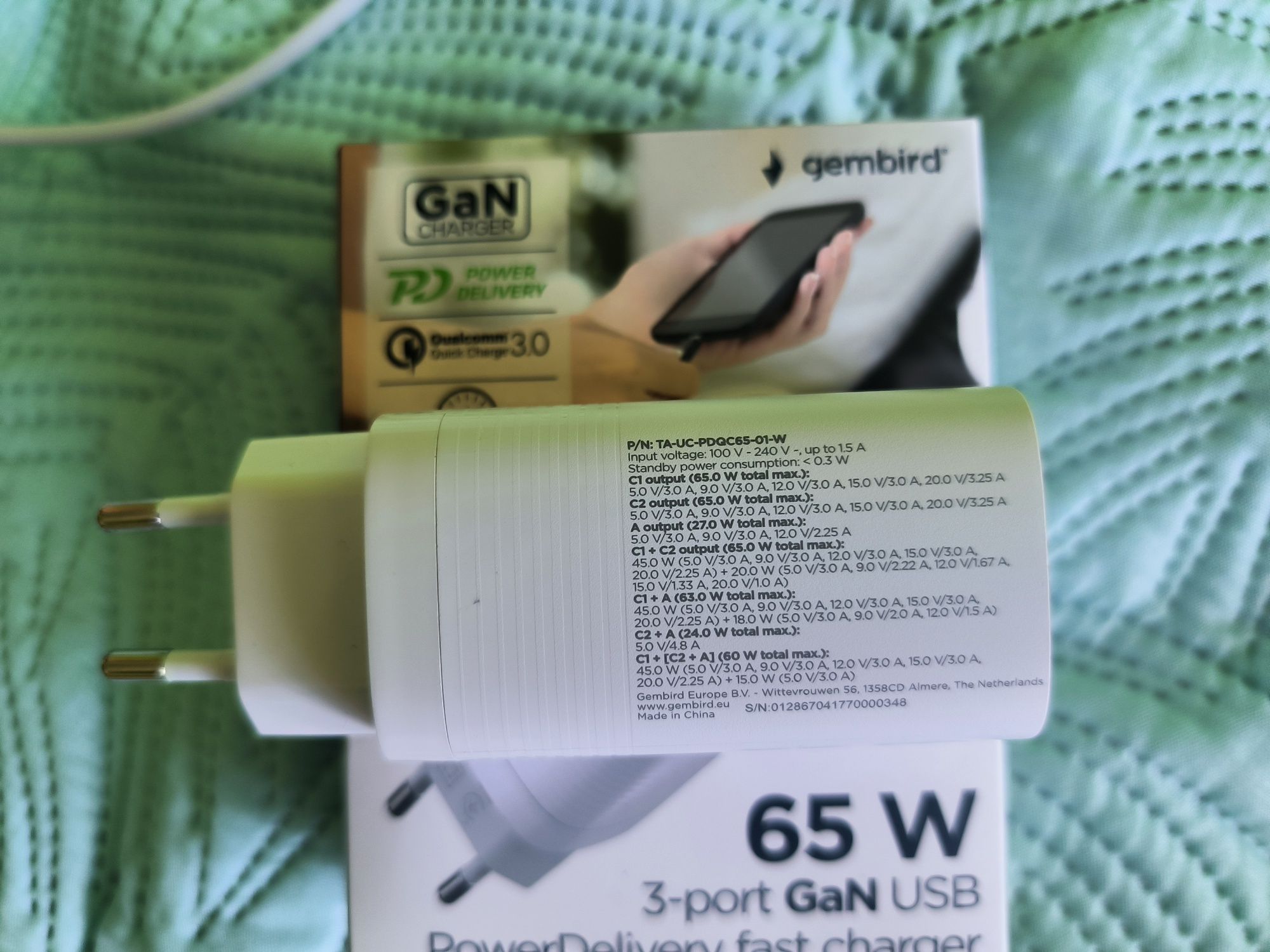 Ładowarka 65W + kabel 2x wejście typu C