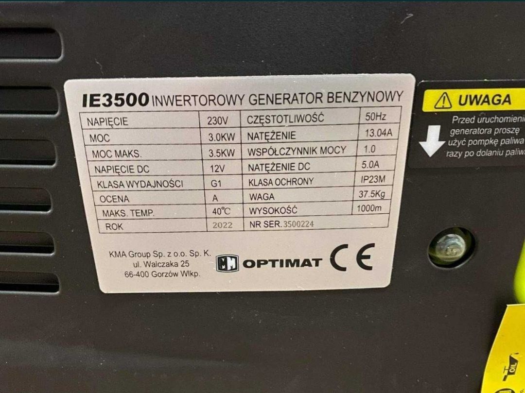 В наявності Генератор Інверторний 3.5 kWt Optimat Smart Energy IE3500