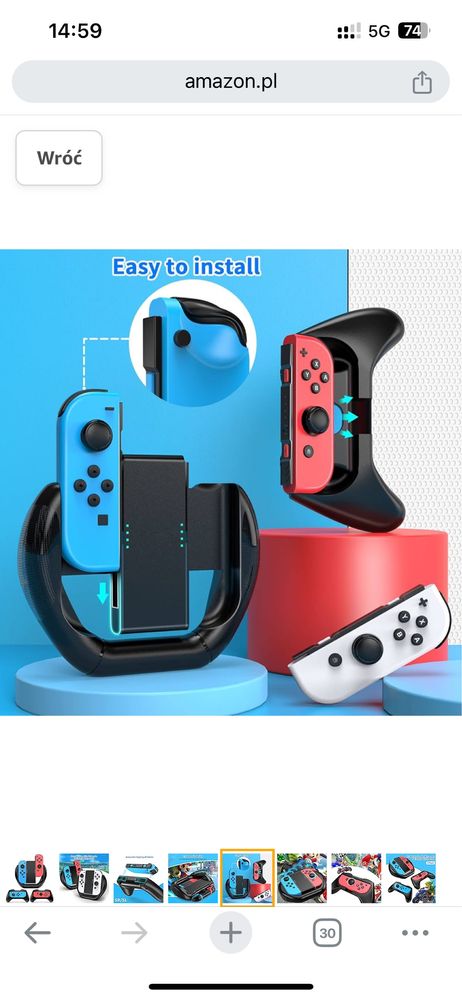 Mooroer Grips do Nintendo Switch/Switch OLED Joy-Cons kontroler