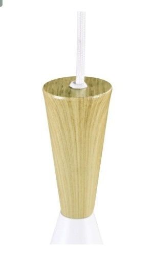Lampa sufitowa jednopunktowa biała drewno