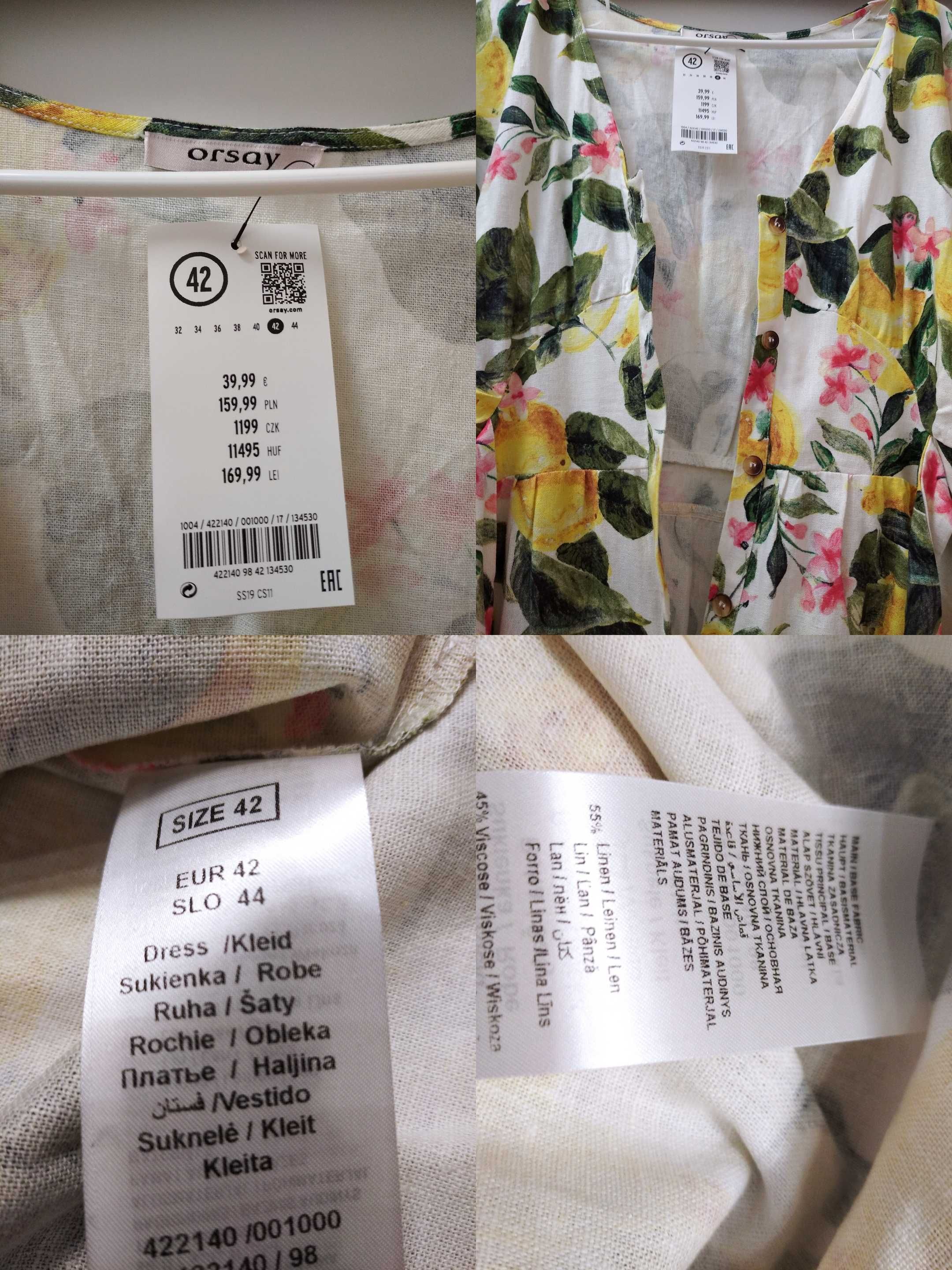 Sukienka i torebka Orsay letnia len wiskoza 42 M L XL