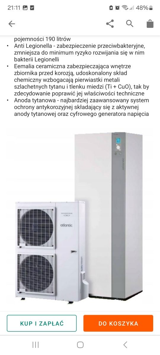 Wydajna Pompa ciepła powietrzna split Excelia AI Tri Duo 14 kW 400 V