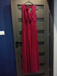 Długa sukienka suknia wesele studniówka bordowa rozmiar M