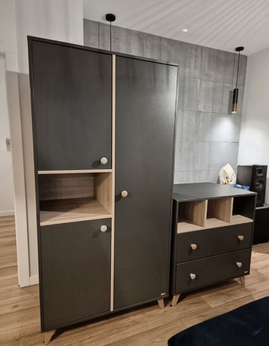 Zestaw mebli szafa komoda przewijak antracyt meble jak ikea