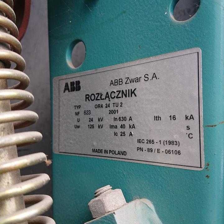 Używany zestaw rozłącznika typ OR4 24 TU 2 i OR5 24 T2 A, rok 2001