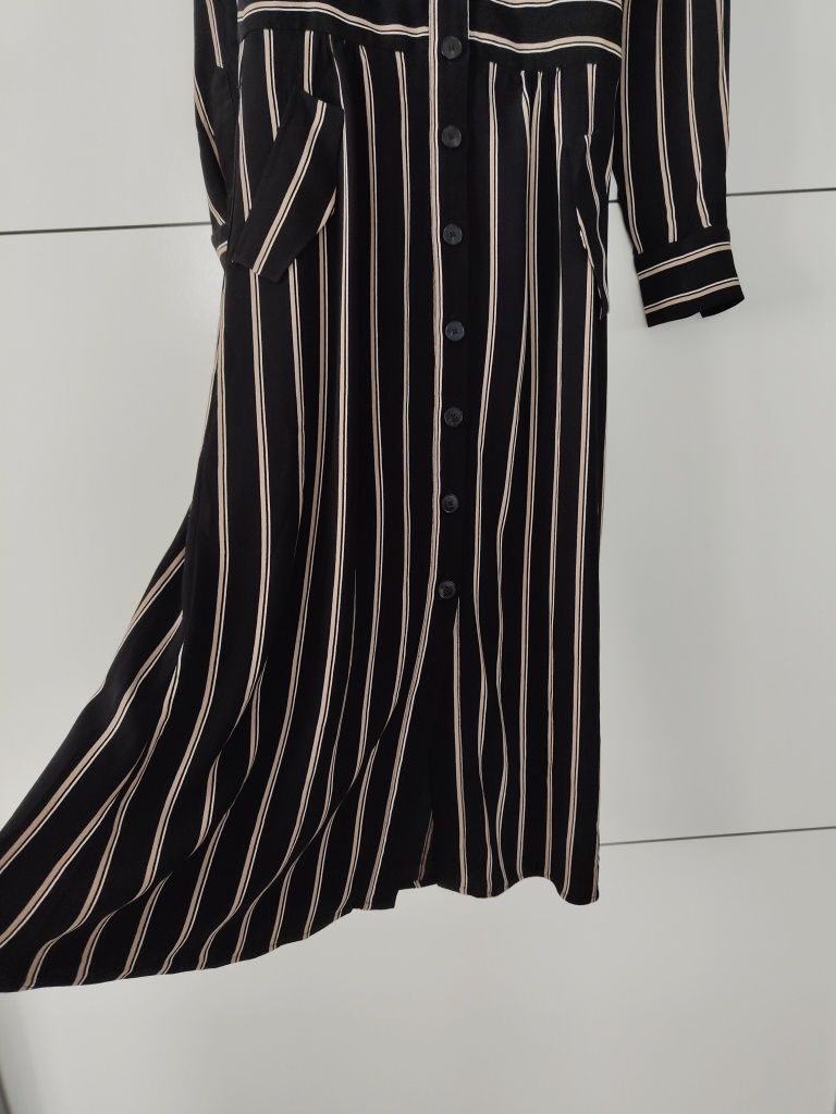 Sukienka Massimo dutti 36 S wiskozowa midi w paski na guziki