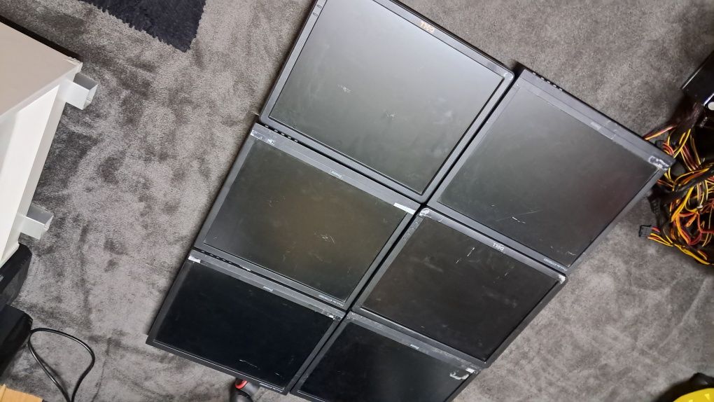 6x Monitorów, Monitor DVI VGA sprawne Cena za całość!