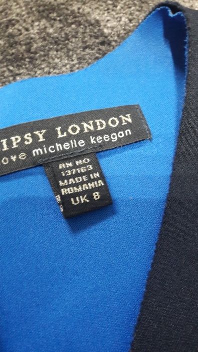 LIPSY Michelle Keegan sukienka granatowa złoty pasek 36 S