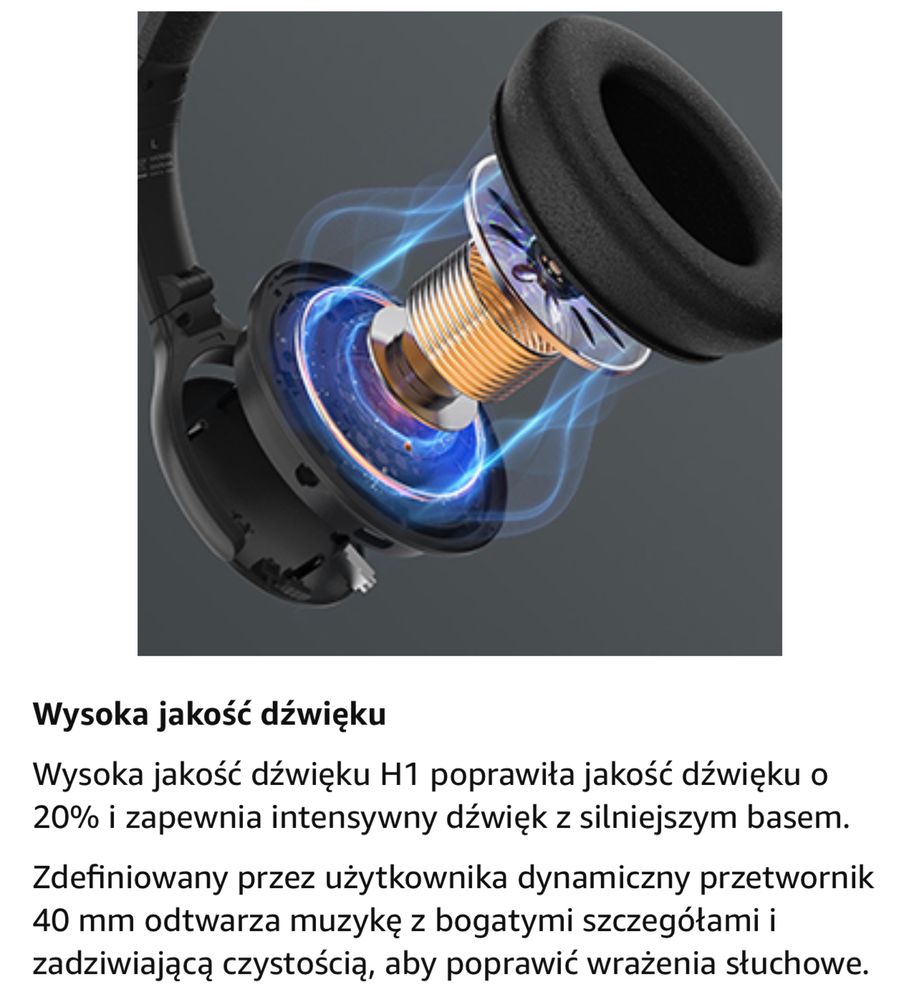 INFURTURE H1 Słuchawki z aktywną redukcją szumów z mikrofonem