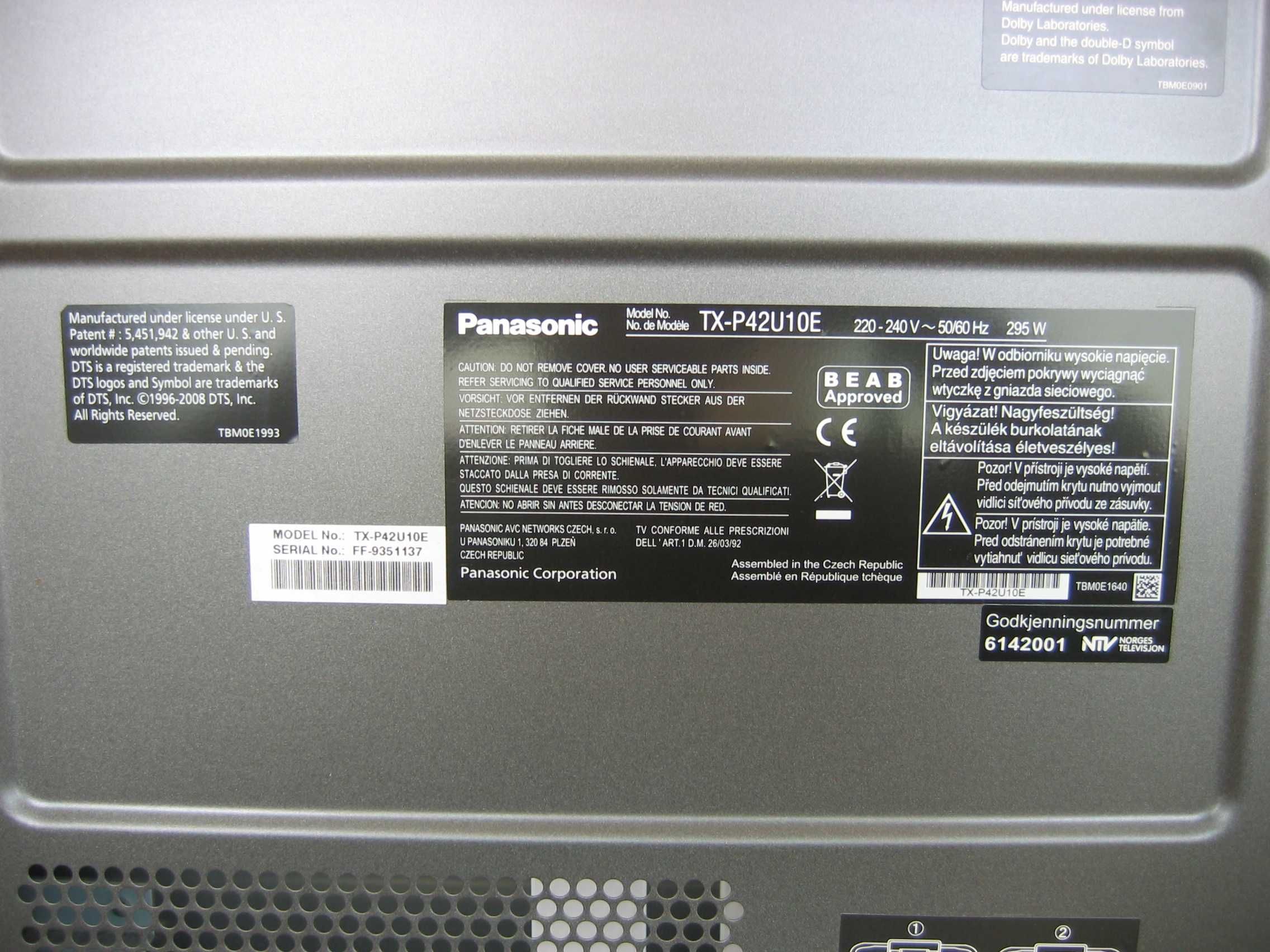 Telewizor plazma 42 cale Panasonic TX-P42U10E 1920 x 1080 (Full HD)