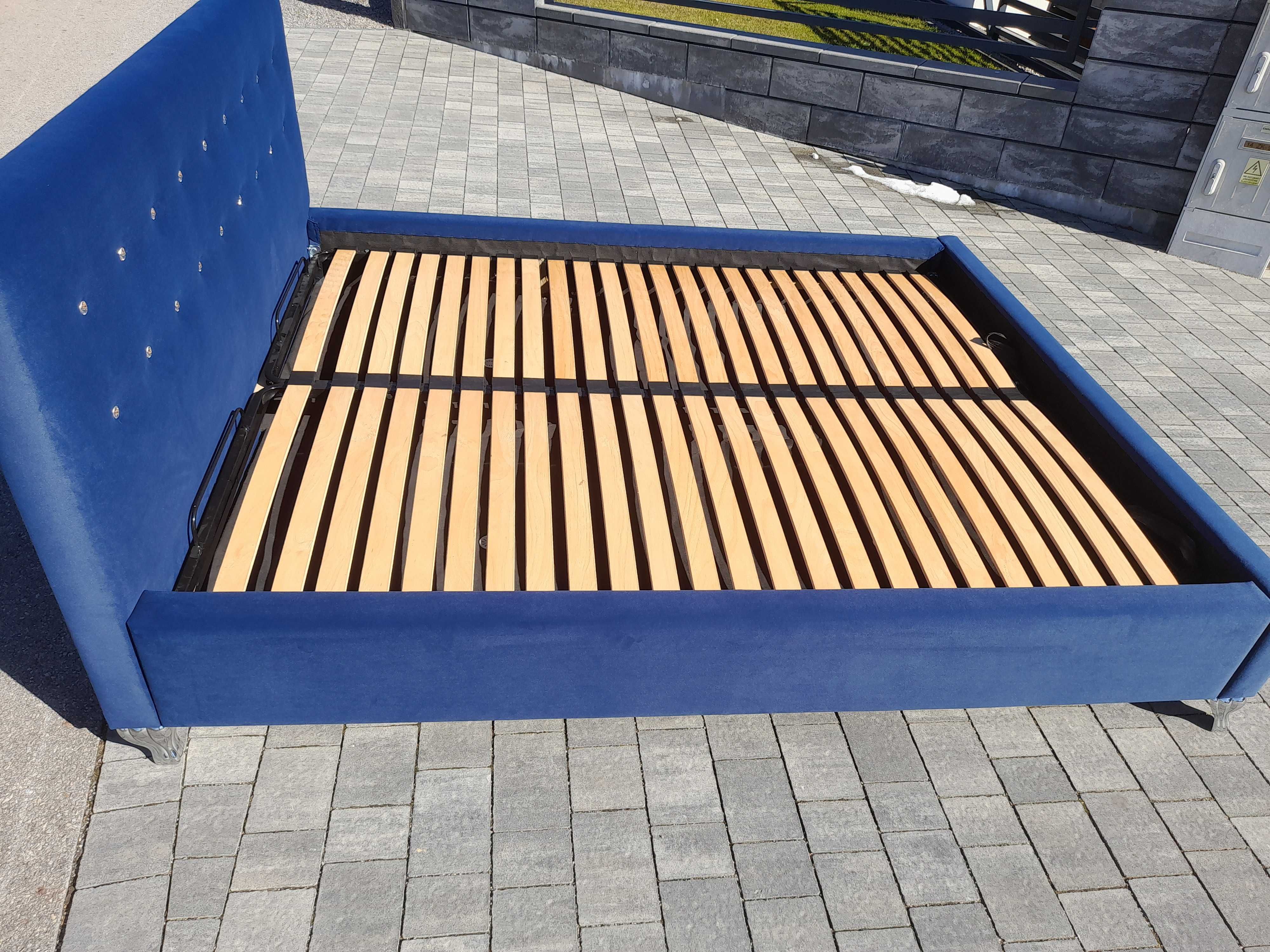 Łóżko JAK NOWE 3 kolory tapicerowane MATT Velvet stelaż 160x200 pojemn