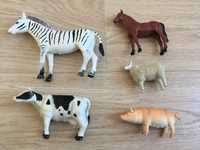 FIGURKI zwierząt zestaw 5 sztuk - zebra, krowa, koń, świnia, owca