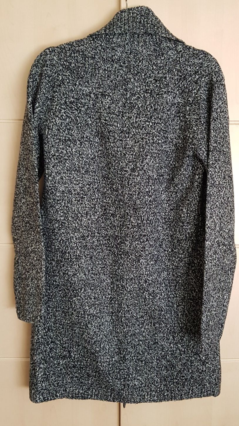 Długi sweter rozpinany marki Reserved rozmiar L szary melanż