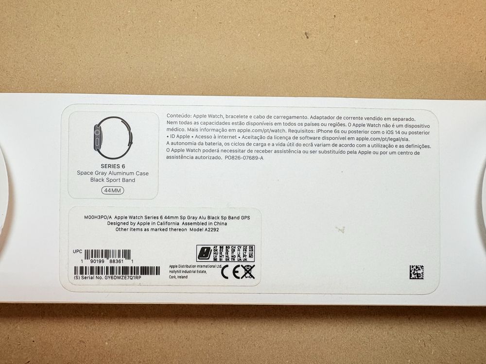 Apple watch 6 space grey com pulseira e caixa