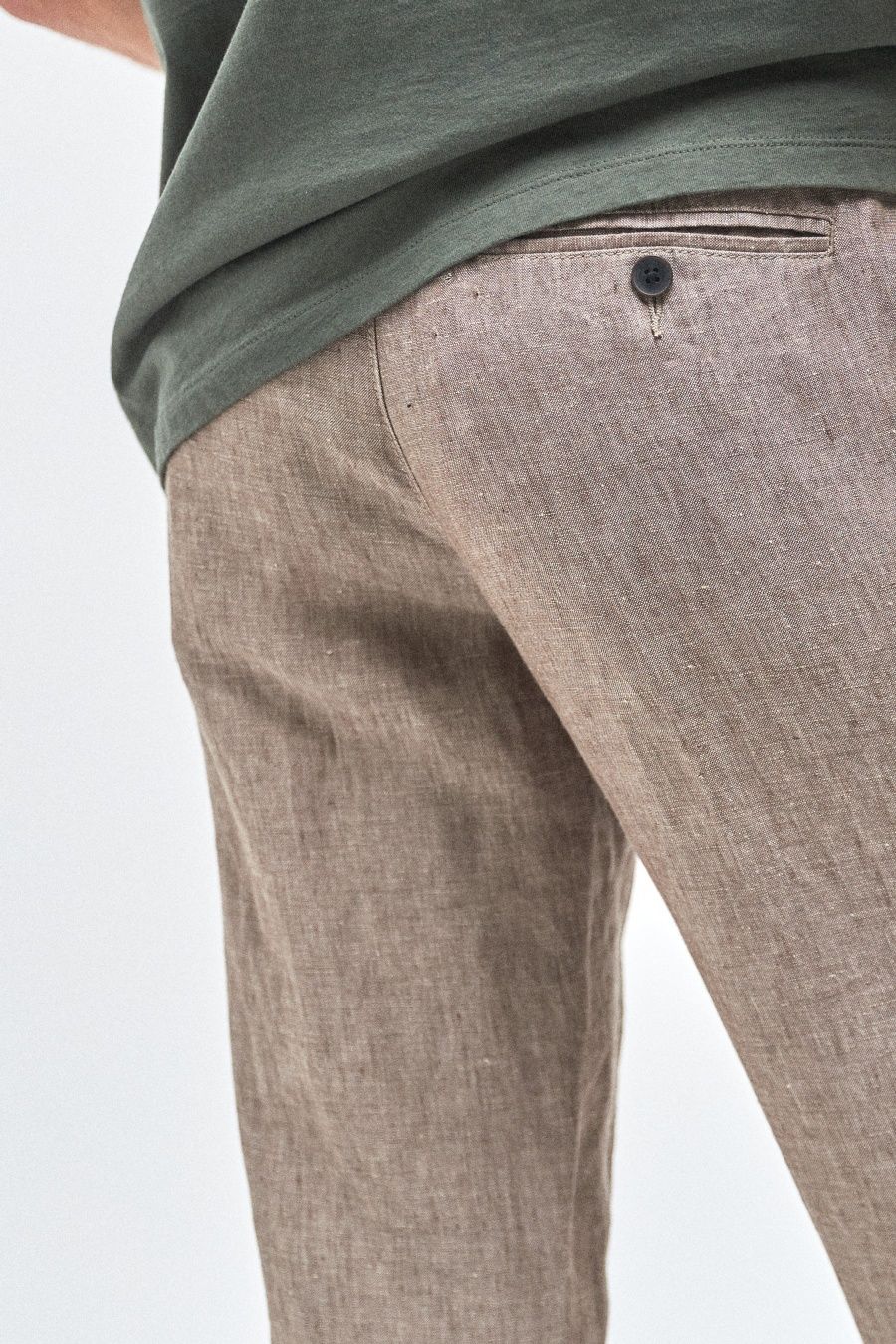 Lniane spodnie 100% Next beżowo-bronzowe L-XL