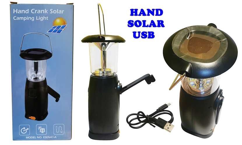 Lampka kempingowa 3 in 1 uniwersalna ładowanie z solar + usb + dynamo