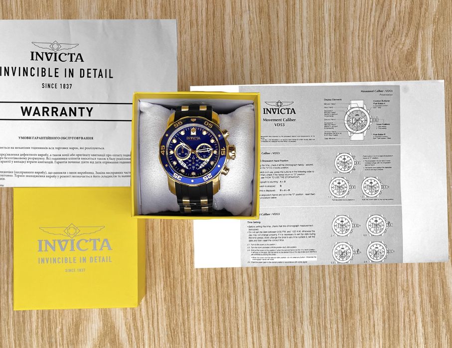 Годинник чоловічий Invicta 6983 Pro Diver Scuba Blue Gold 48 mm.
