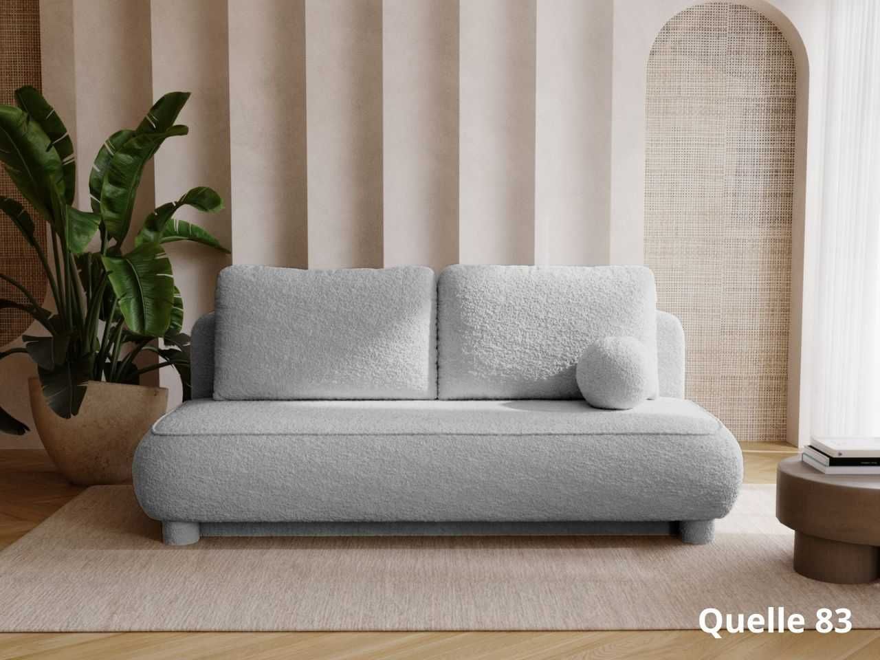 Sofa z funkcją spania i pojemnikiem Bali tkanina boucle