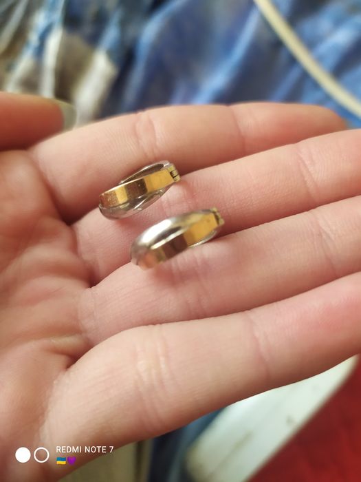 Сережки срібні з золотими вставками