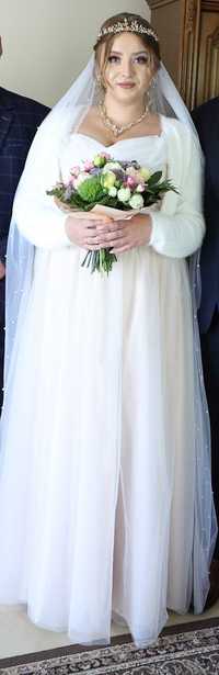 Sukienka ślubna pudrowy róż z dużą regulacją na gorsecie