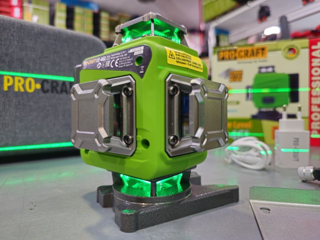 Лазерный уровень 4D ProCraft Le-4gl +Магнитное крепление Гарантия 36ме