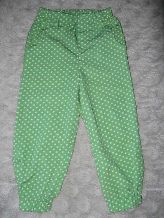 PEP&CO spodnie letnie zielone w białe groszki nowe bez metki r. 92-98