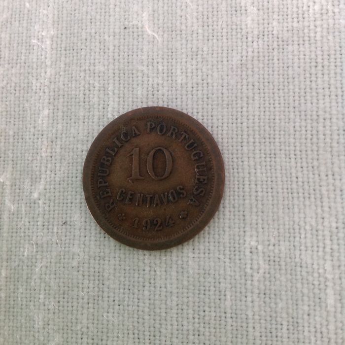 Moeda 10 centavos bronze 1924,bem conservada