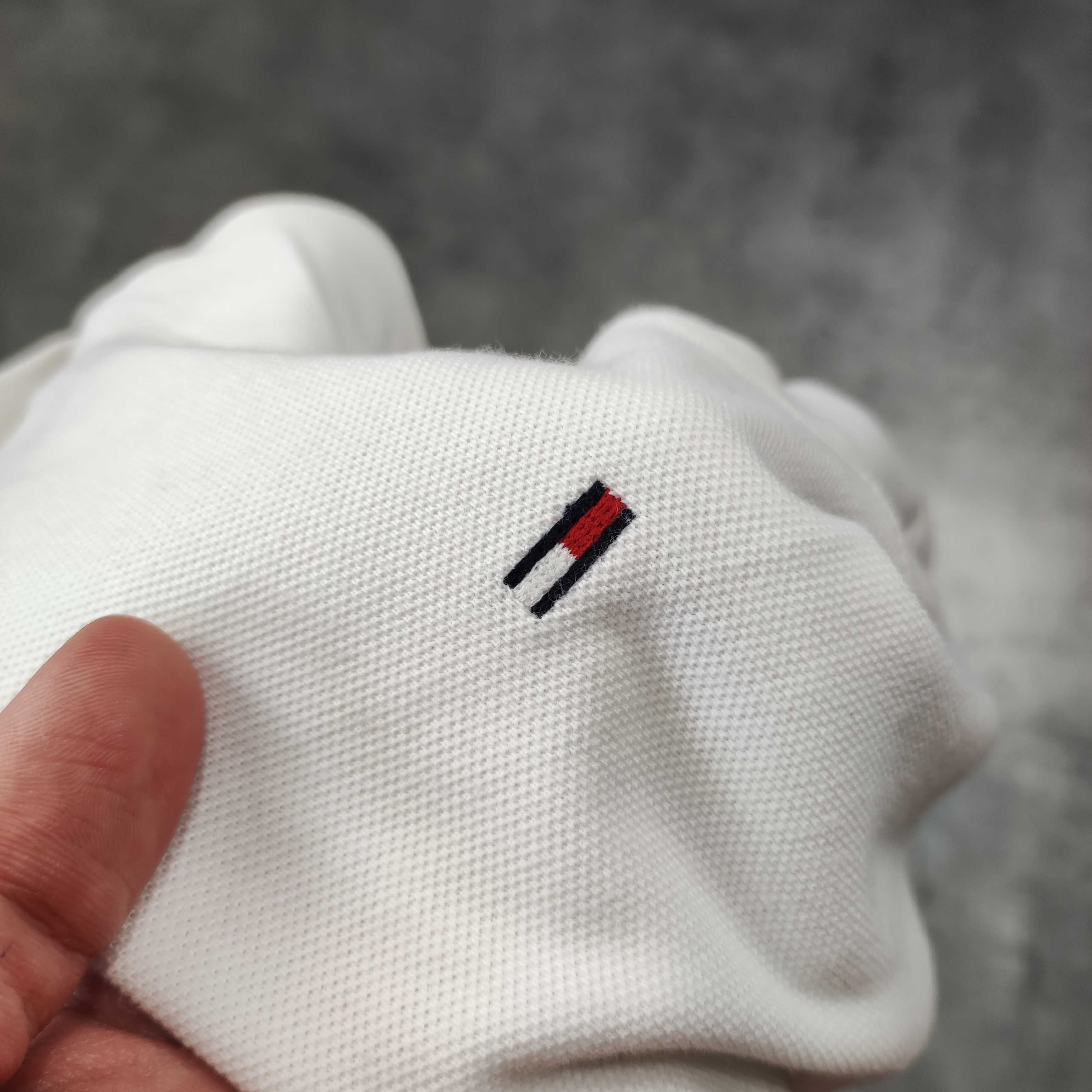 MĘSKA Koszulka Polo PREMIUM Biała Bawełna Tommy Hilfiger Denim Haft