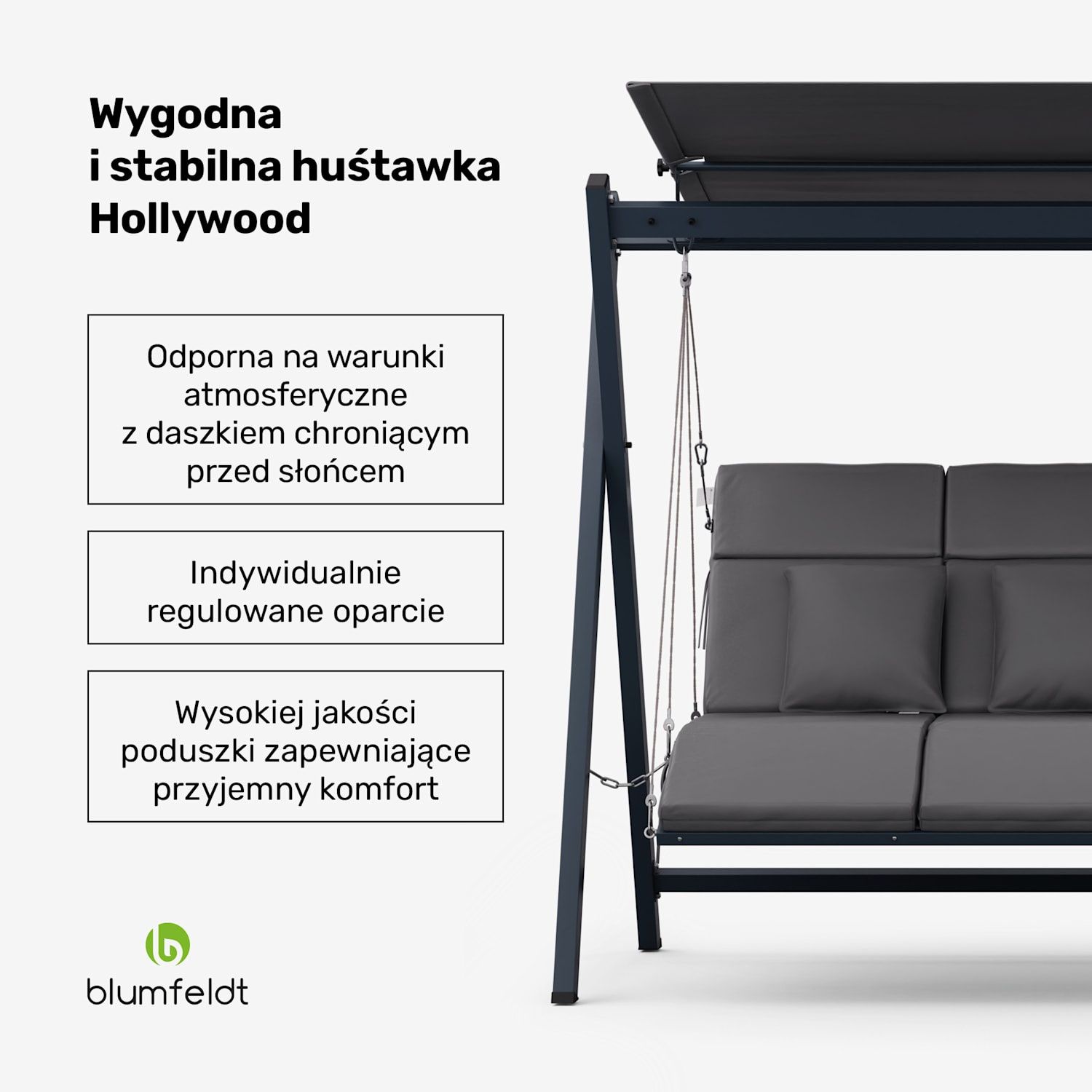 FlexiSwing Huśtawka ogrodowa w stylu Hollywood 4 osobowa 

Cena 1250 z