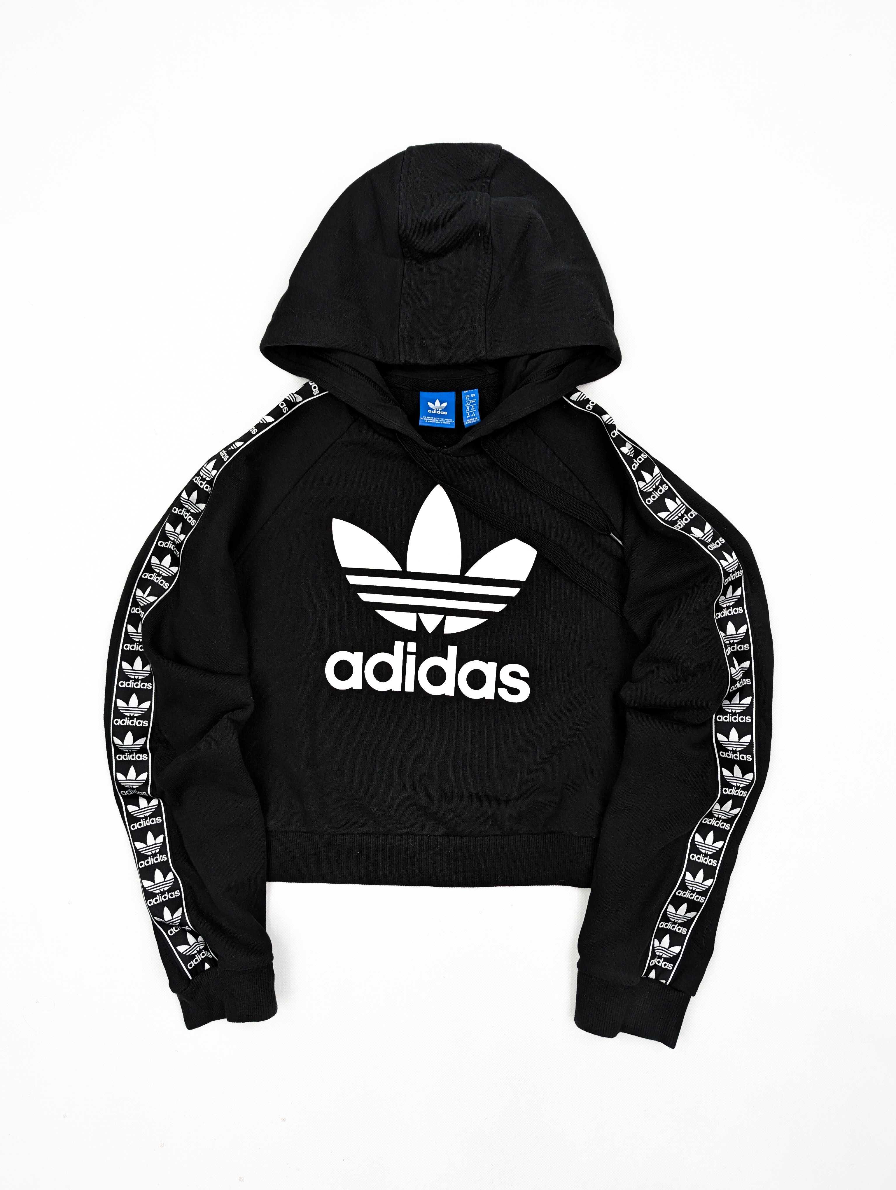 Adidas czarna bluza z kapturem S logo