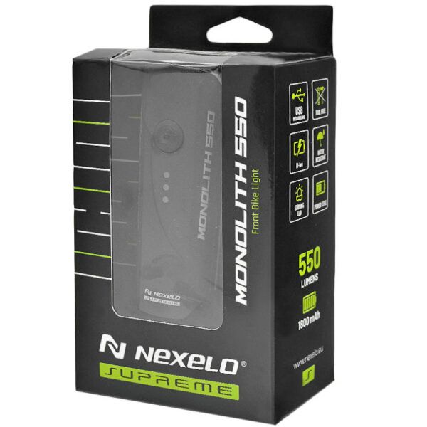 Lampka rowerowa przednia Nexelo Monolith 550 lumenów USB