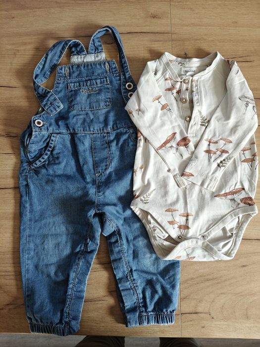 Zestaw, ogrodniczki i body, newbie