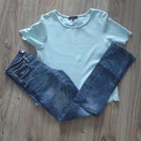 Zestaw - elegancki t-shirt+ spodnie jeansy r. 34